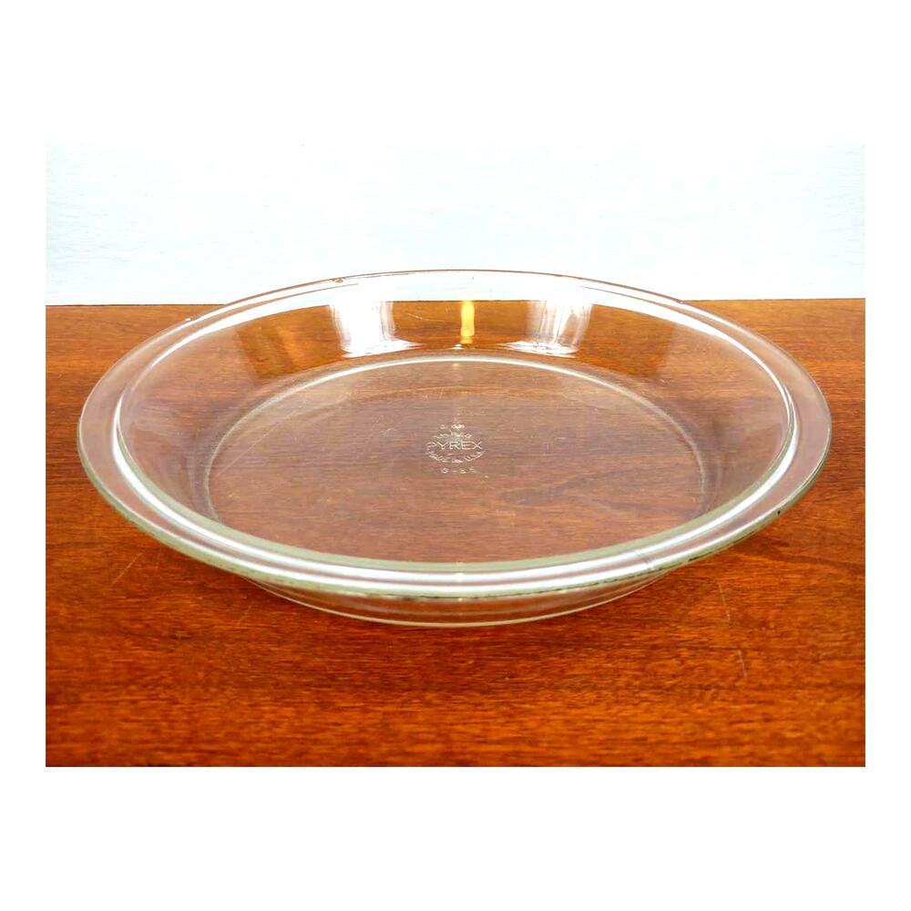 Vintage Pyrex Deep Pie Plate 9'' Clear Glass Flat Rim 209 Made In USA